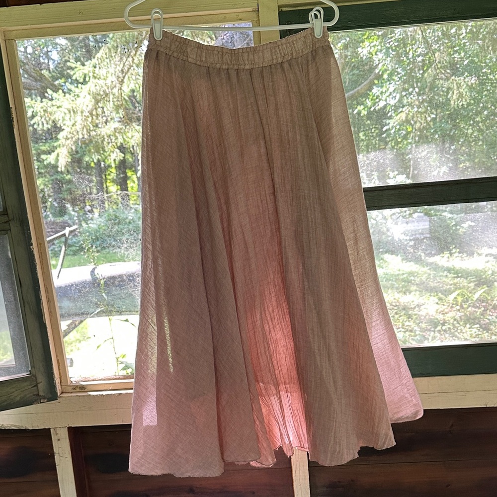 Draped Cotton Pink Maxi Skirt M